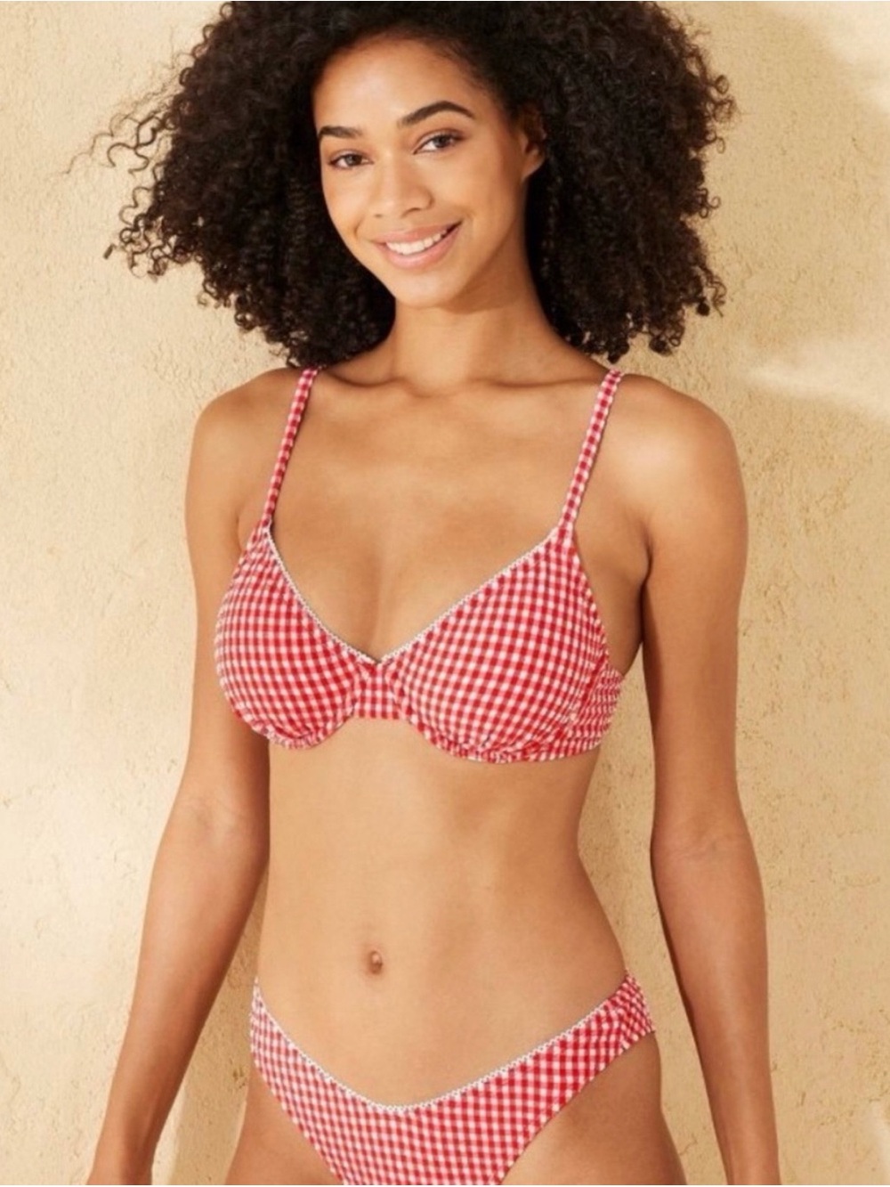wild fable Red Gingham Underwire Bikini Top